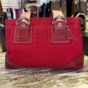 Coach Red Signature Tote Bag
